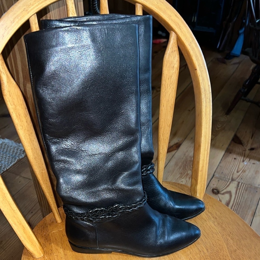Black Brazilian Leather Women's Riding Boots 7.5